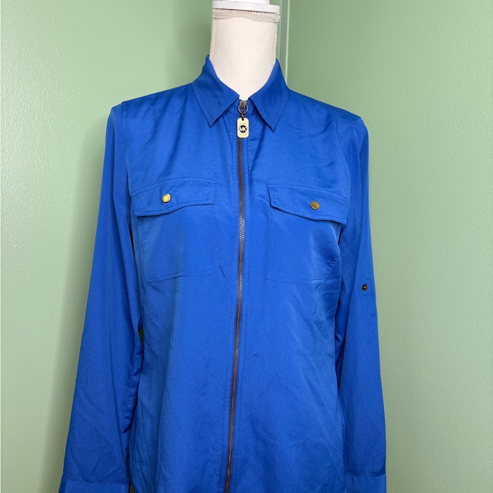 Michaels kors medium Royal Blue Zip-Up blouse